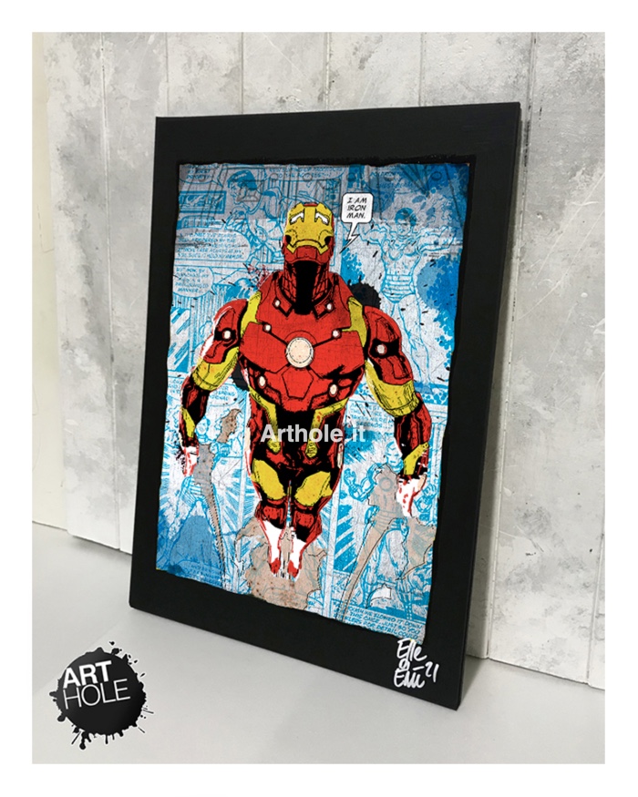 Iron Man, quadro pop-art originale, handmade poster, fumetto, comics