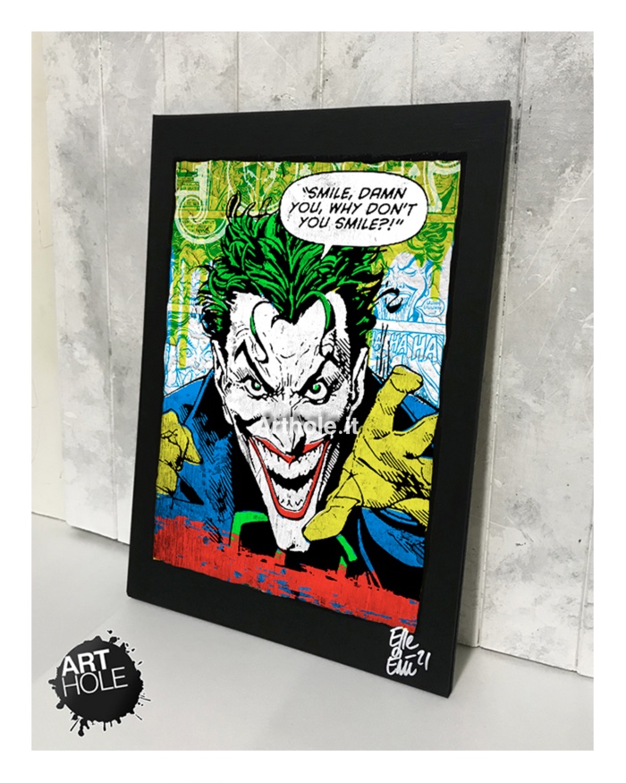Joker Dc Comics, quadro pop-art originale, handmade poster, fumetto, comics