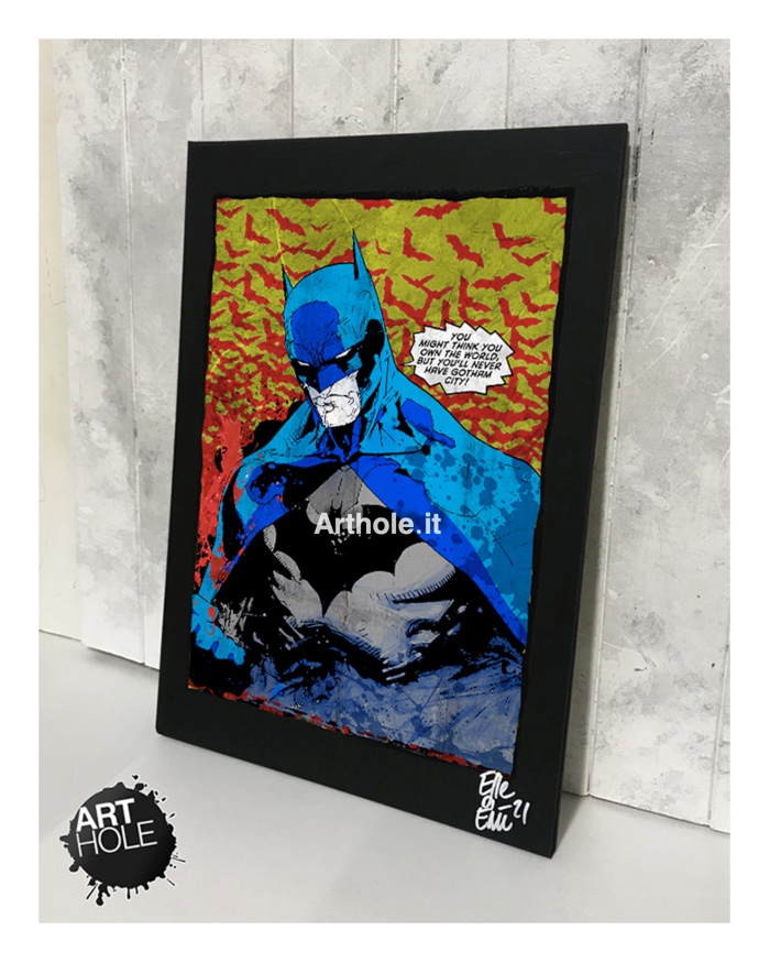 Batman Gotham City, quadro pop-art originale handmade, fumetti, dc comics, poster