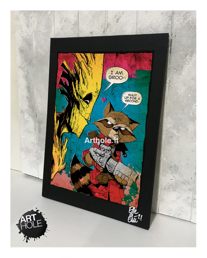 Rocket Raccoon and Groot from The Guardians of the Galaxy Marvel Comics quadro pop-art poster canvas artwork