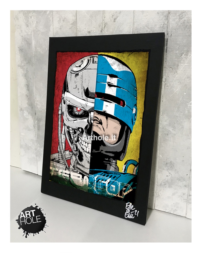Terminator and Robocop quadro poster Handmade Pop-Art canvas artwork