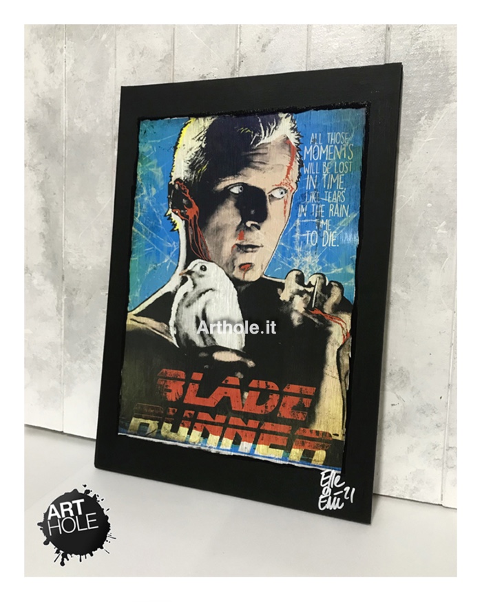 Replicant Roy Batty from Blade Runner by Ridley Scott, quadro stampa originale, original unique painting and framed poster. Shipping worldwide.