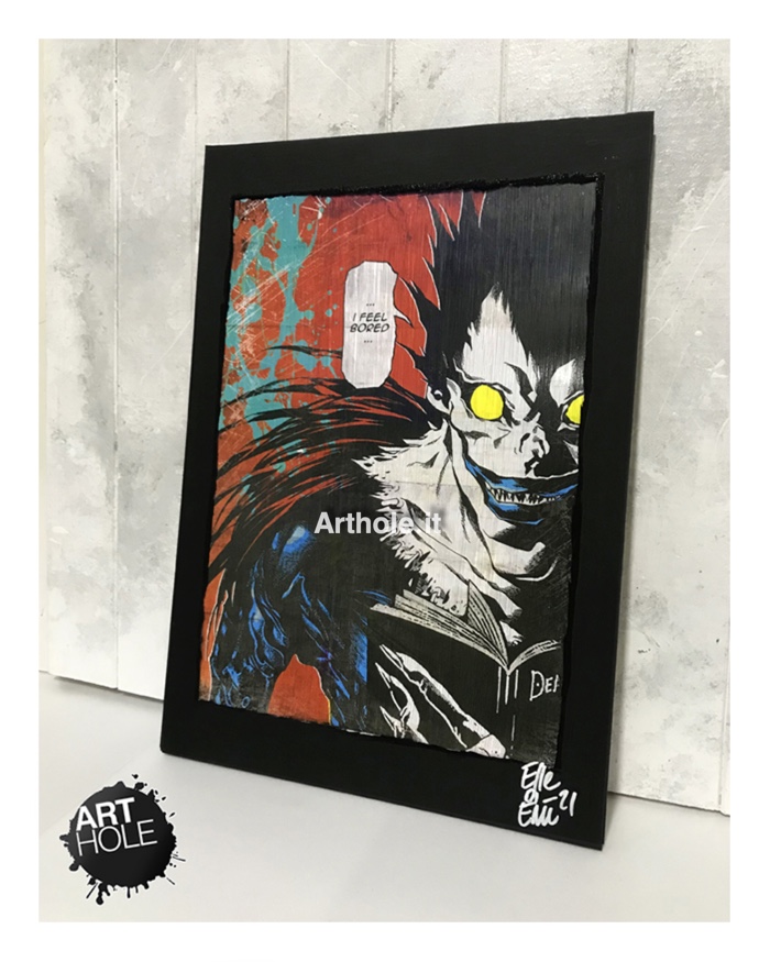 Ryuk from Death Note (by T. Oba and T. Obata), quadro stampa originale, original unique painting and framed poster. Shipping worldwide.