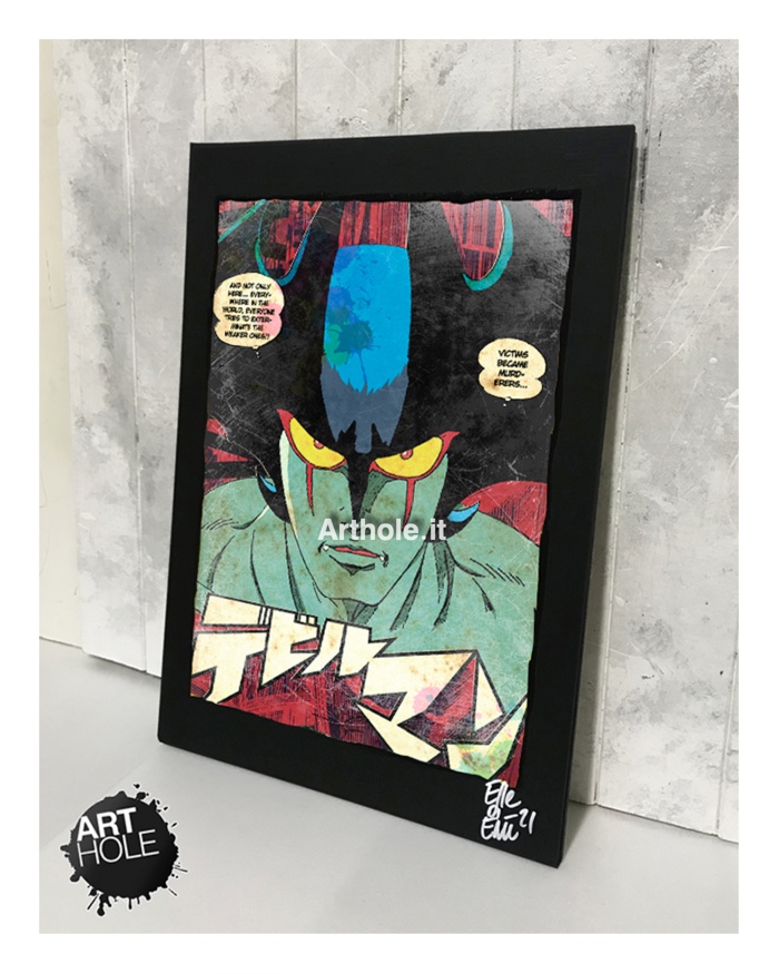 Devilman by Go Nagai, quadro stampa originale, original unique painting and framed poster. Shipping worldwide.