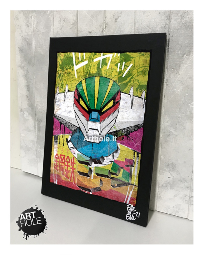 Jeeg Robot (Kōtetsu Jeeg), quadro stampa originale, original unique painting and framed poster. Shipping worldwide.
