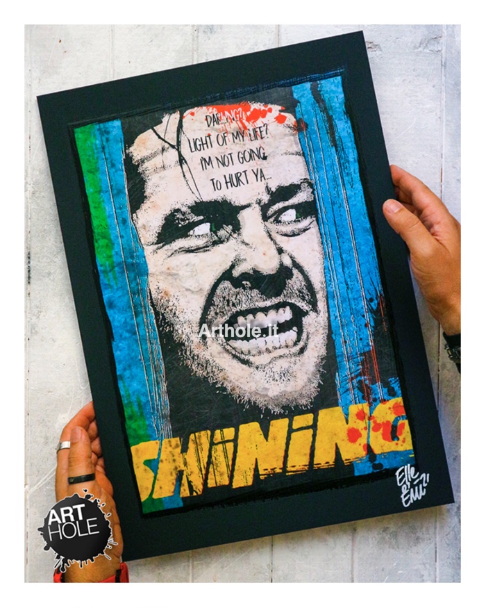Jack Torrance from The Shining movie (Stephen King, Kubrick), quadro stampa originale, original unique painting and framed poster. Shipping worldwide.