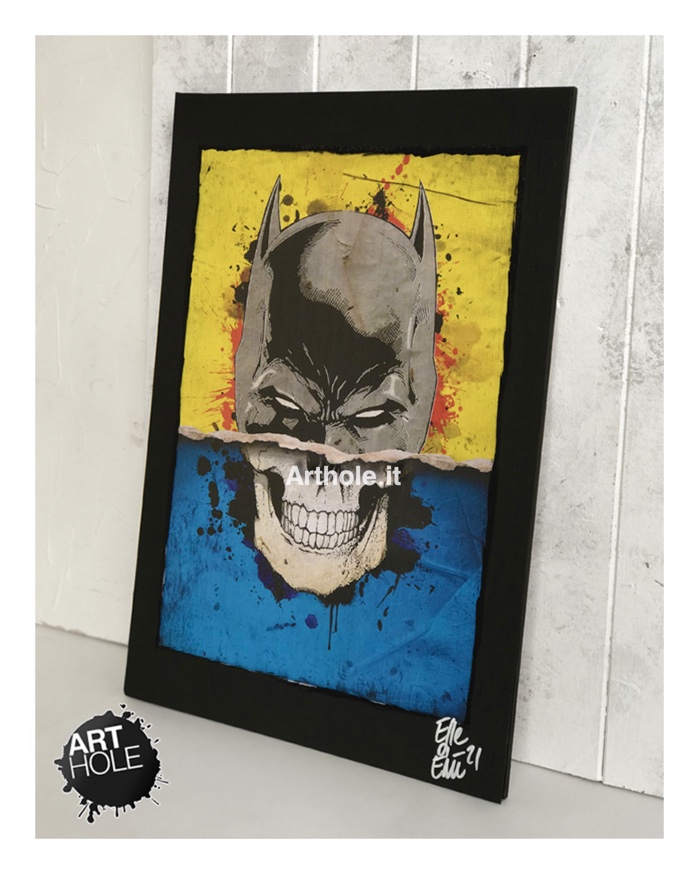 Batman Dc Comics, Skull Series, quadro pop art stampa originale, original unique pop art painting and framed poster. Shipping worldwide.