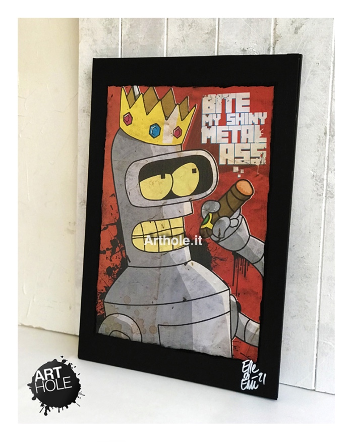Bender di Futurama (Matt Groening), , quadro pop art stampa originale, original unique pop art painting and framed poster. Shipping worldwide.