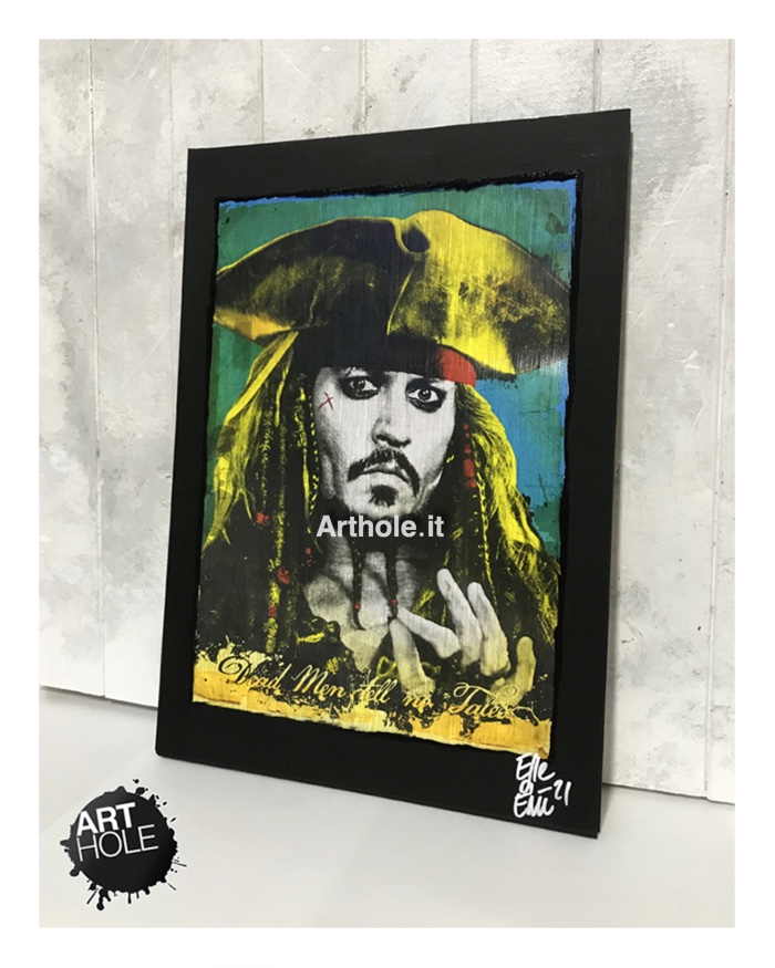 Jack Sparrow quadro pop art stampa originale, original unique pop art painting and framed poster. Shipping worldwide.