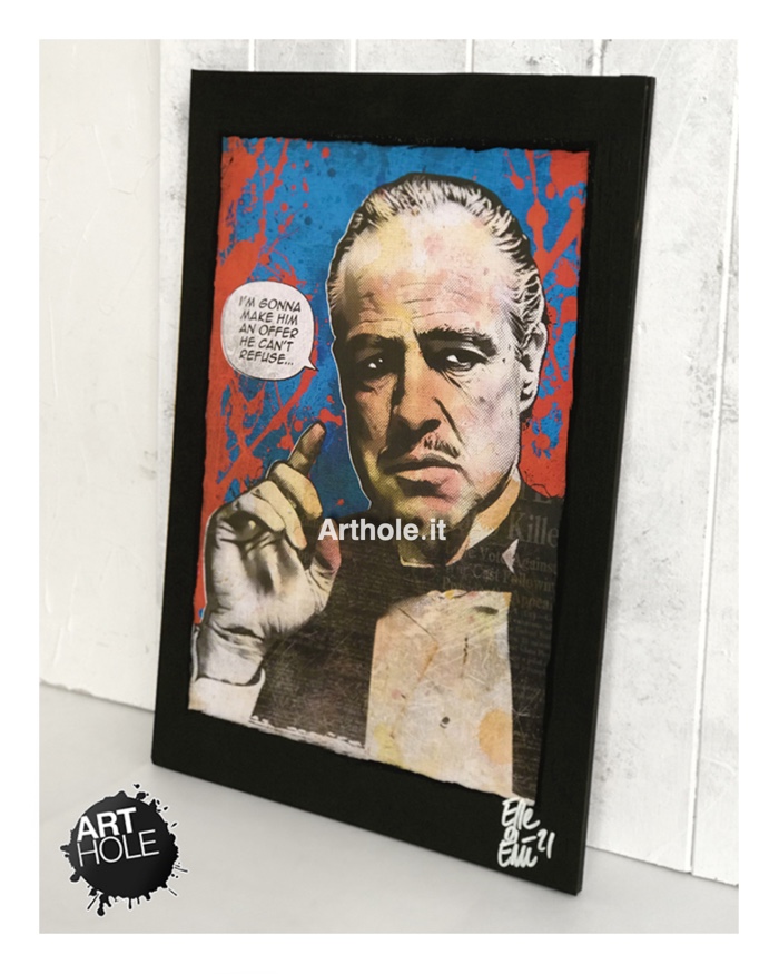 Don Vito Corleone, il Padrino, quadro pop art stampa originale, original unique pop art painting and framed poster. Shipping worldwide.