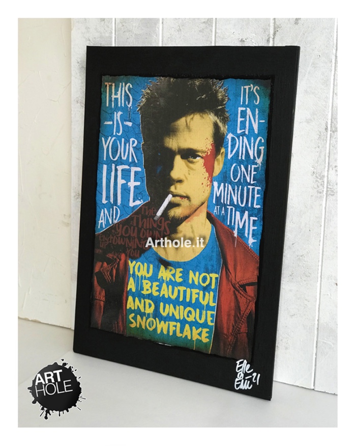 Tyler Durden from Fight Club Movie Pop Art Poster Locandina Handmade by Arthole.it