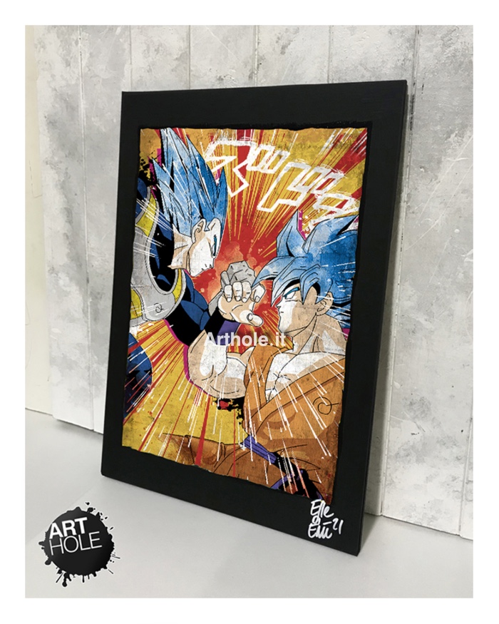 Goku and Vegeta Dragon Ball Super Pop Art Poster Handmade by Arthole.it