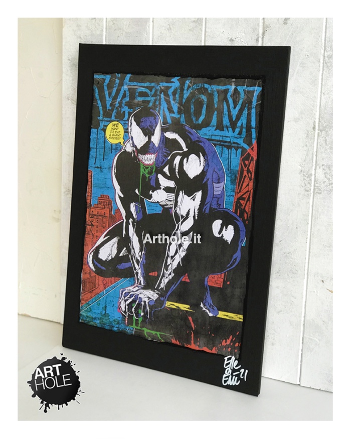 Venom Marvel Comics Pop Art Poster Quadro Originale Handmade