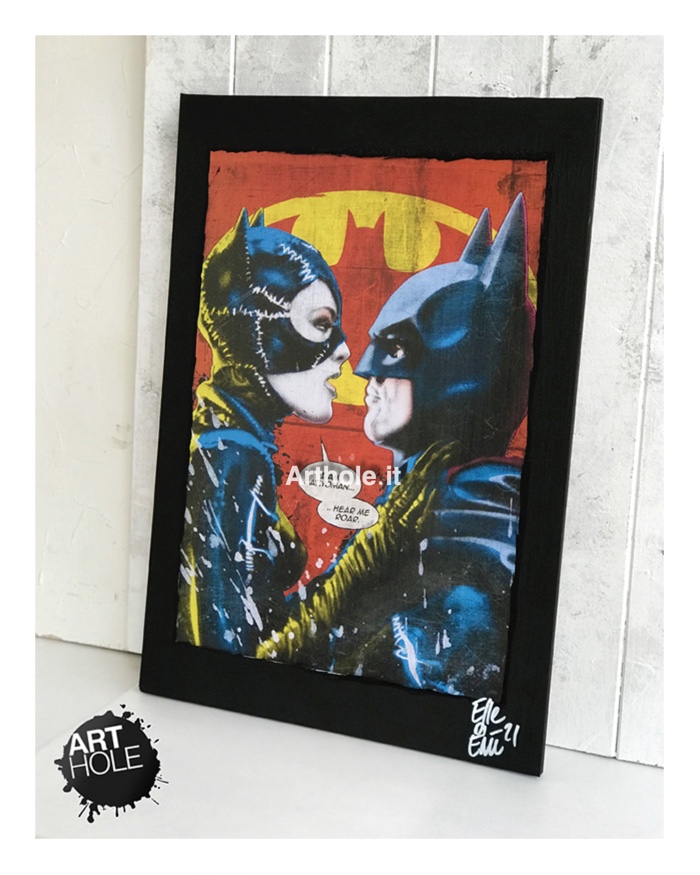 Catwoman kiss and Batman from Batman Returns Movie Pop-Art Poster Handmade Quadro Artwork Tim Burton Catwoman bacio