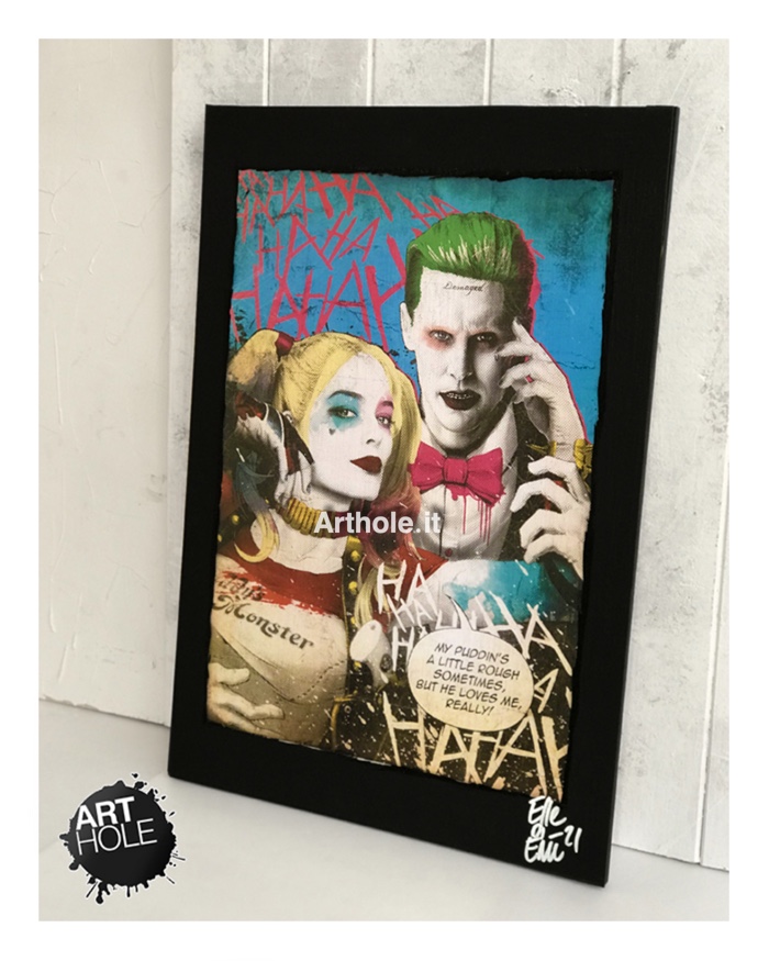 Harley Quinn and The Joker from Suicide Squad Pop-Art Poster Artwork Handmade Quadro Jared Leto Margot Robbie