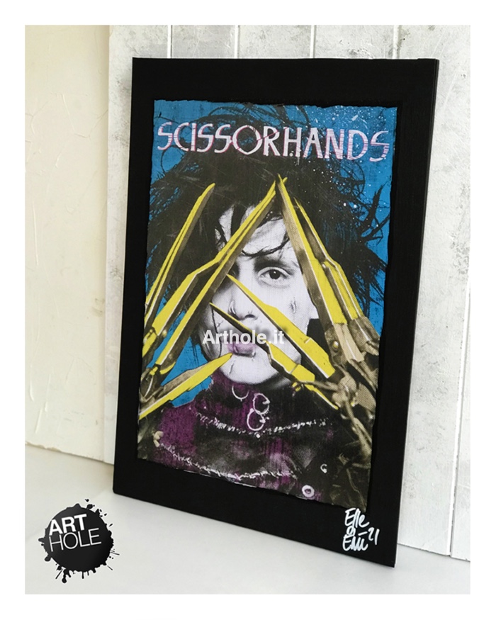 Edward Scissorhands, Johnny Depp, Tim Burton Pop-Art Poster Handmade Quadro Originale Edward Mani di Forbice