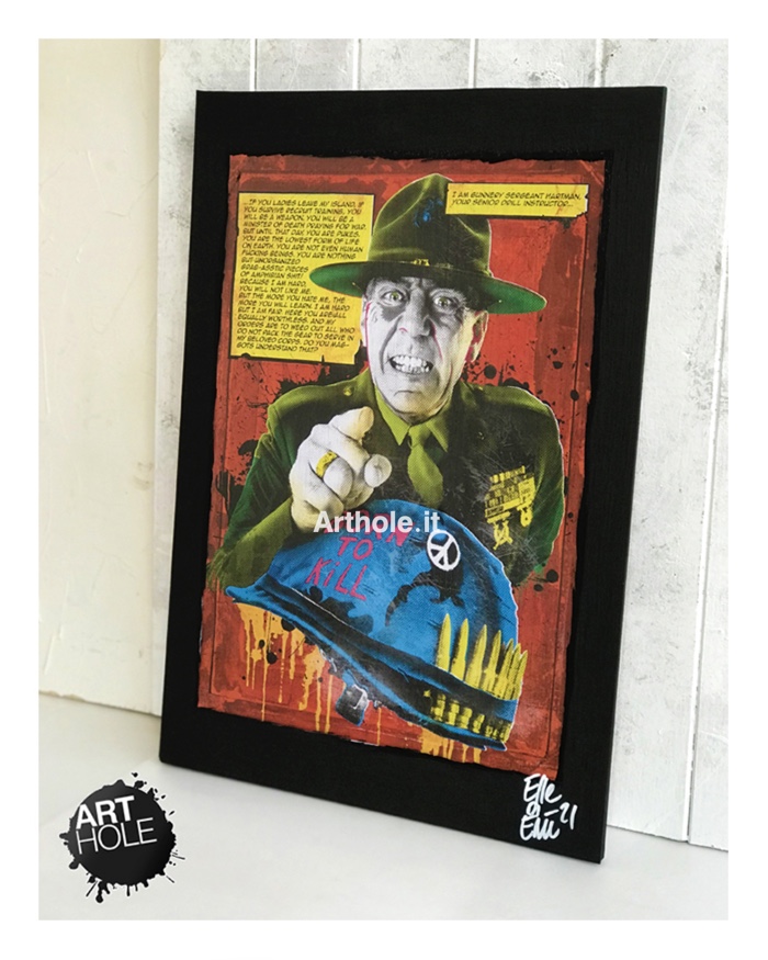 Sargeant Hartman from Full Metal Jacket Movie Pop-Art Poster Handmade Quadro Pop Art Sergente Hartman Stanley Kubrick