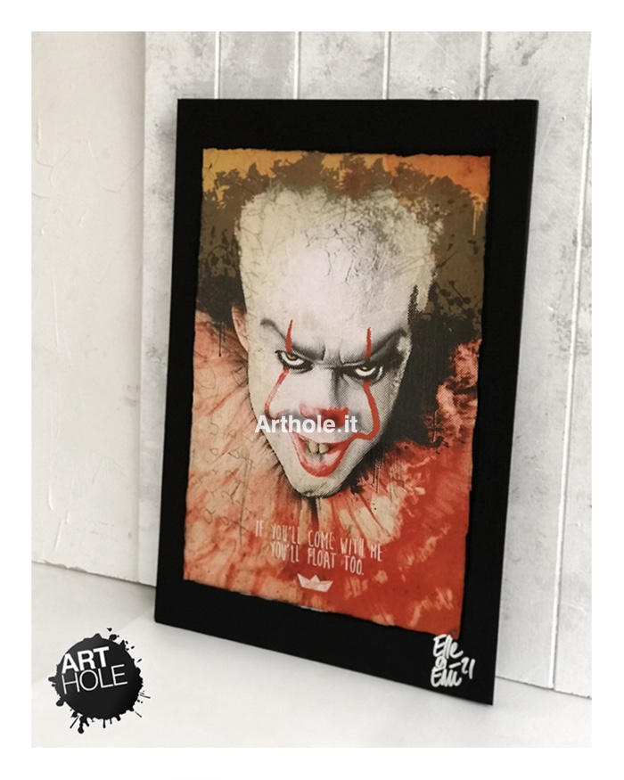 Pennywise il Clown del film IT Quadro Pop-Art Originale Handmade Pop-art Poster