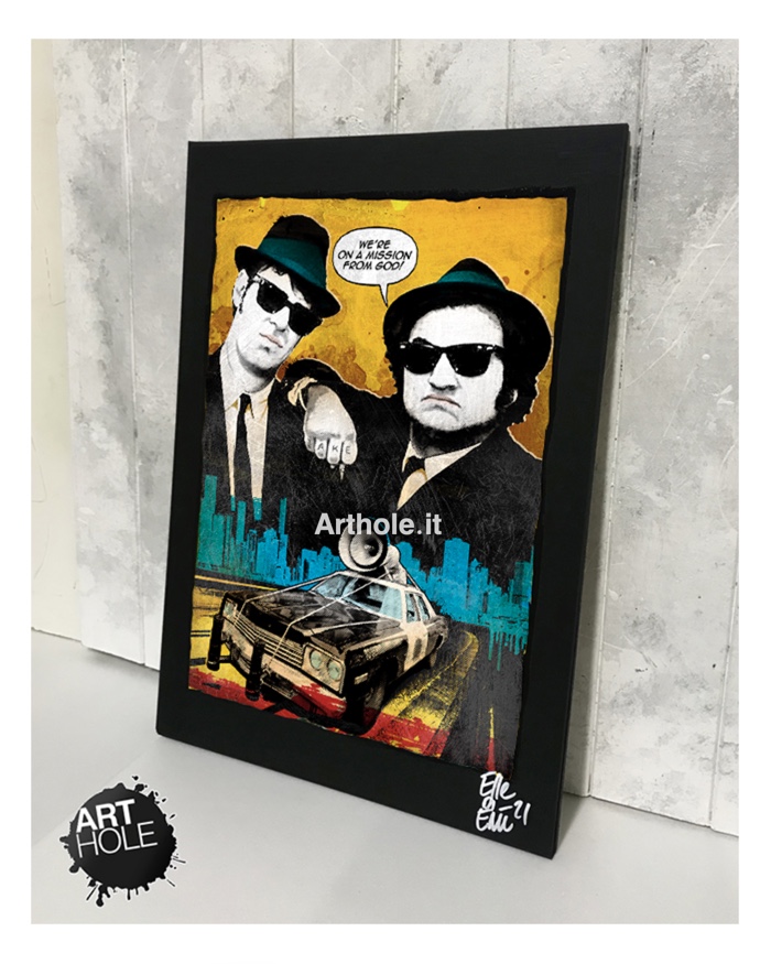 Jake e Elwood dal film Blues Brothers Quadro Pop-Art Originale Handmade Pop-art Poster