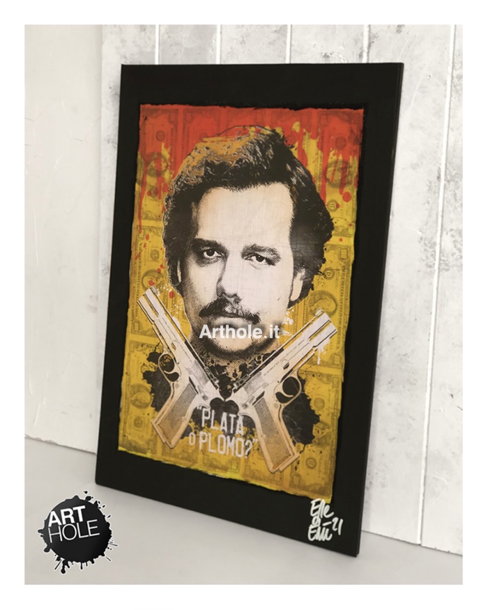 Pablo Escobar dalla Serie Tv Narcos Netflix Quadro Pop-Art Originale Handmade Pop-art Poster