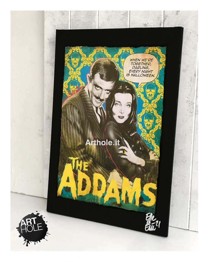 Addams Family Gomez and Morticia Quadro Pop-Art Originale Pop-Art Poster Handmade
