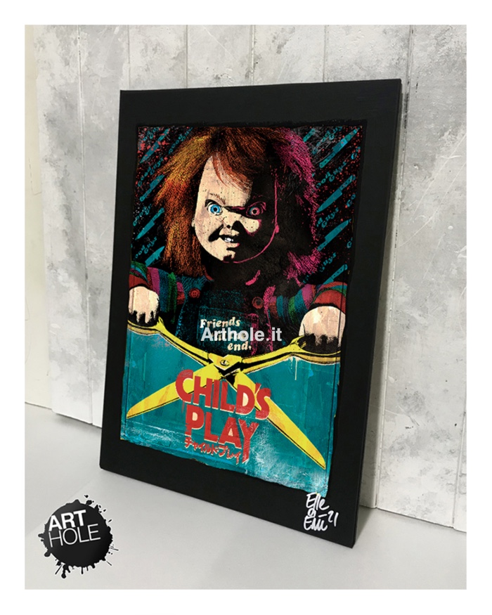 Chucky La Bambola Assassina Quadro Poster Pop-Art Handmade Child's Play Buddi Doll Horror Halloween