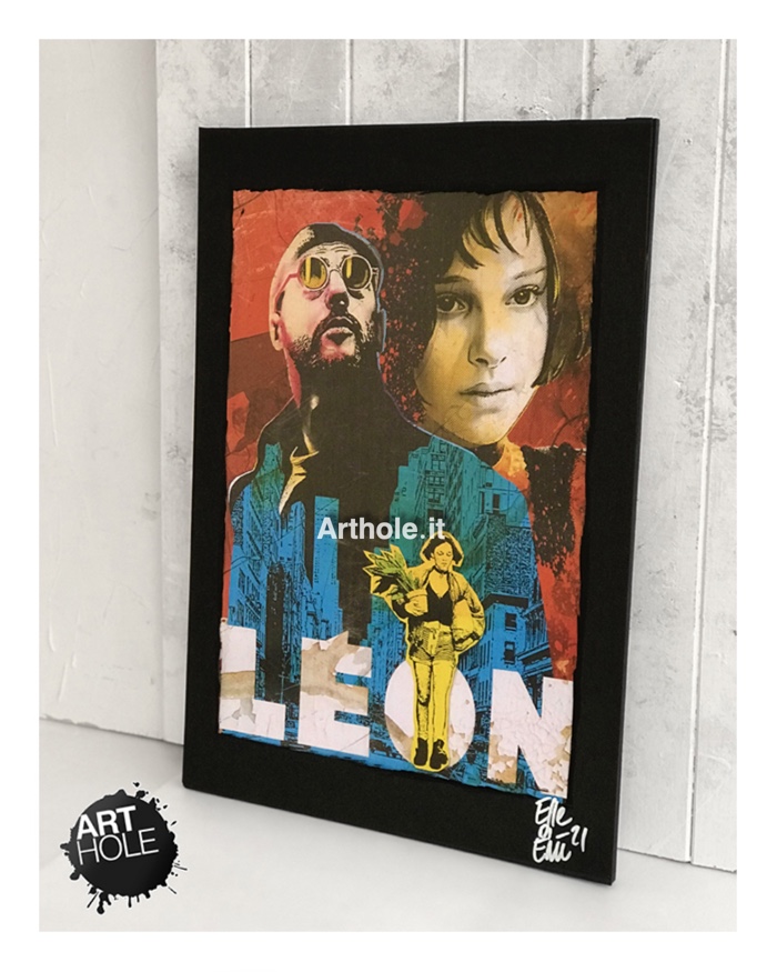 Leon e Mathilda dal film Leon The Professional Quadro Poster Pop-Art Handmade Jean Reno Natalie Portman Luc Besson Lèon