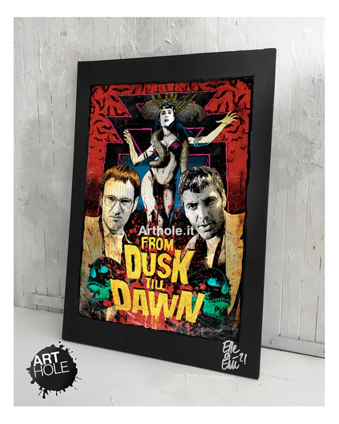From Dusk till Dawn horror Quadro Poster Originale handmade Quentin Tarantino George Clooney Robert Rodriguez dal film Dal Tramonto all'Alba