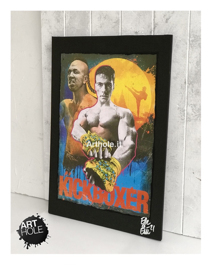 Kickboxer Quadro Poster Originale handmade 1989 anni 80 90 Jean Claude Van Damme Tong Po arti marziali kickboxing