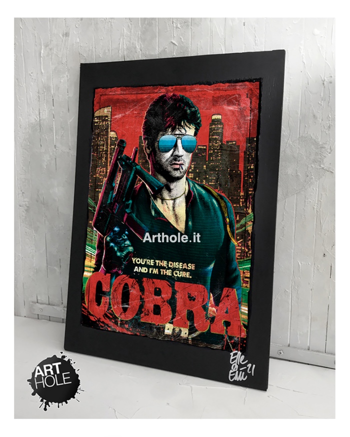 Sylvester Stallone in Cobra Quadro Poster Originale handmade. 1986 Marion Cobretti film action 1980