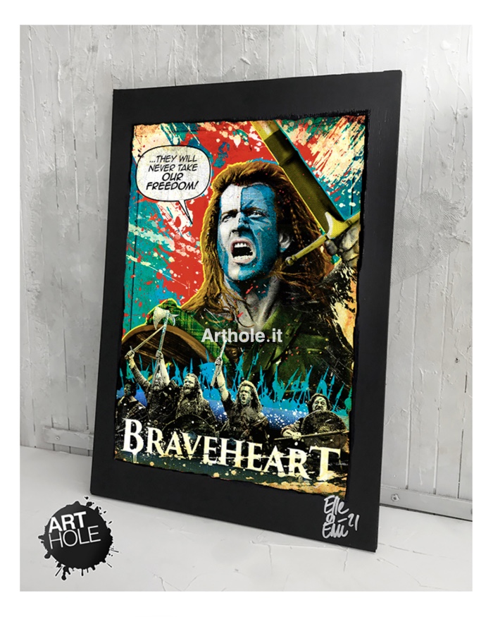 William Wallace dal film Braveheart Quadro Poster Originale handmade. 1995 Scozia, anni 90, Mel Gibson, alternative movie poster