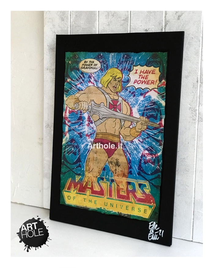 He-Man and the Masters of the Universe Quadro Poster Originale handmade. Motu Skeletor Dominatori dell'Universo giocattoli Mattel filmation, cartoni animati, action figure, 1983